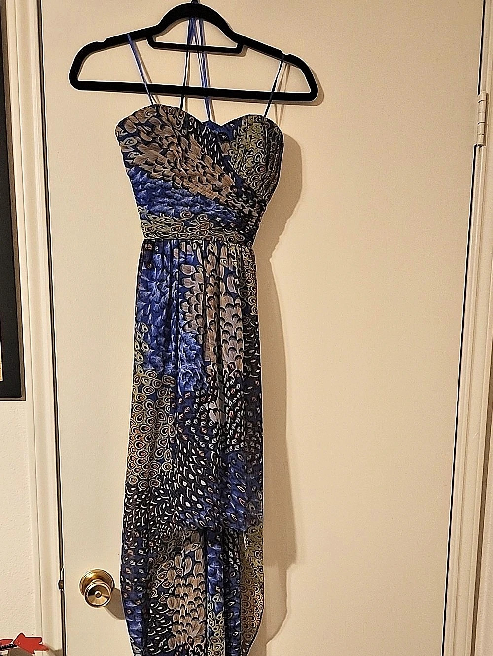 Max and Cleo Paisley Maxi Dress in Blue & Black Like New
